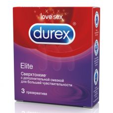 Презервативы Durex №3 Elite тонкие с дополнительной см..
