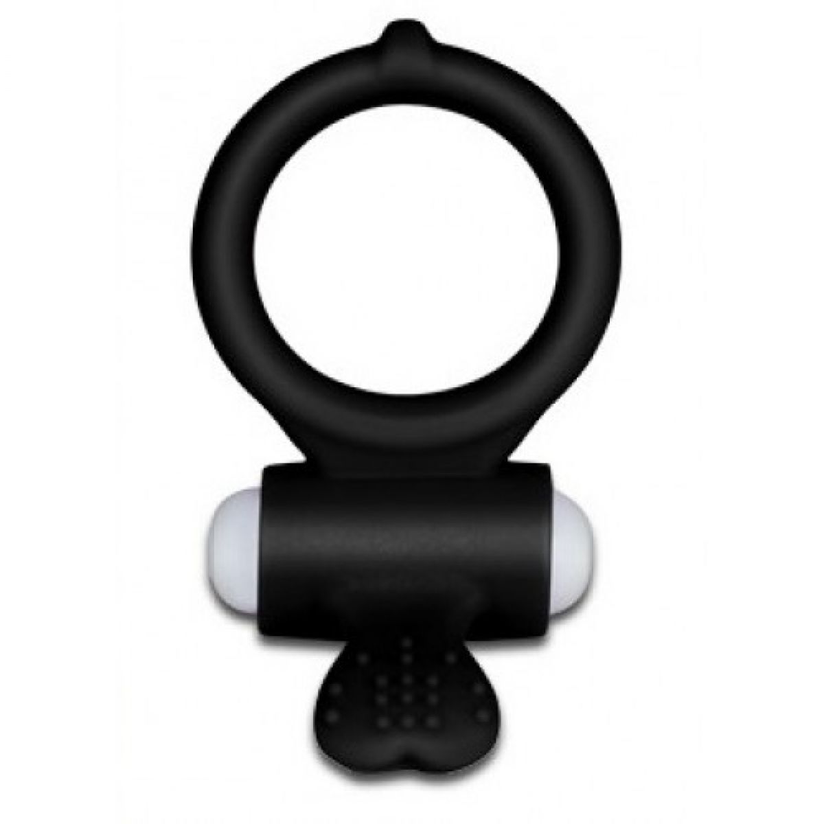 Виброкольцо чёрное Power Heart Clit Cockring