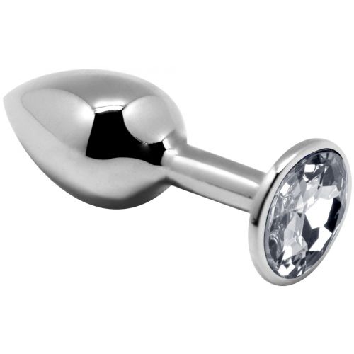 Анальная пробка из металла Alive Mini Metal Butt M с прозрачным камушком