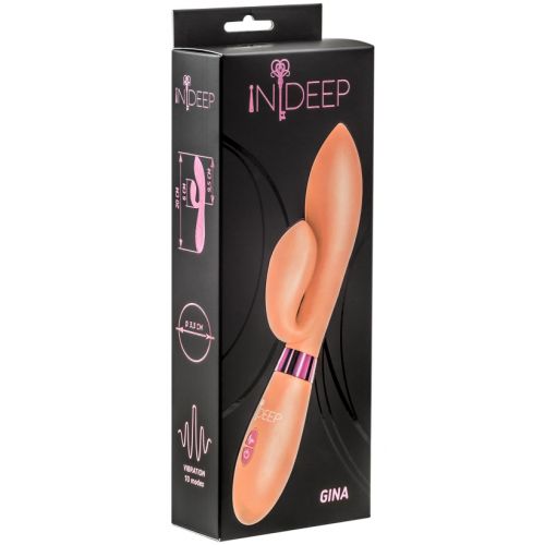 Вибратор с клиторальным стимулятором Indeep Gina Beige