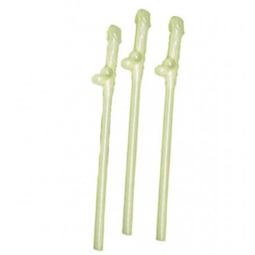 Трубочки для коктейлей Penis Straws светящиеся в темноте 10 шт.