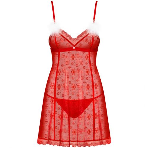Пикантный красный бэби-долл со стрингами XL/XXL