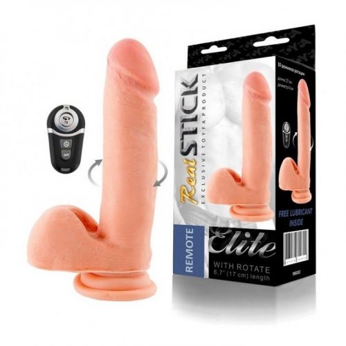 Вибратор Real Stick с ротацией на беспроводном управлении 17 см