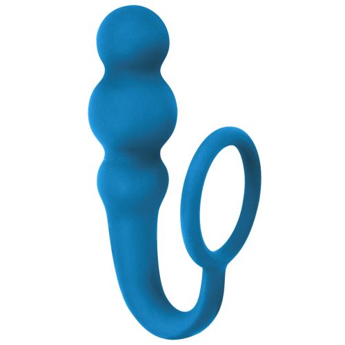 Анальная пробка с кольцом на пенис Spice it up Legend Aquamarine