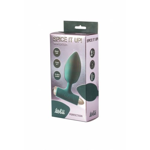 Анальная пробка с вибрацией Spice It Up New Edition Perfection зеленая