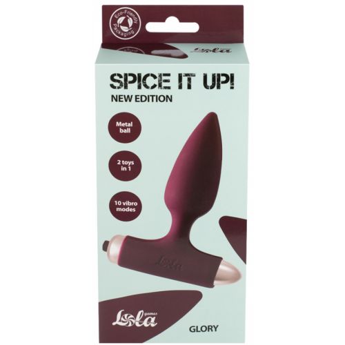Анальная пробка с вибрацией Spice It Up New Edition Glory бордовая