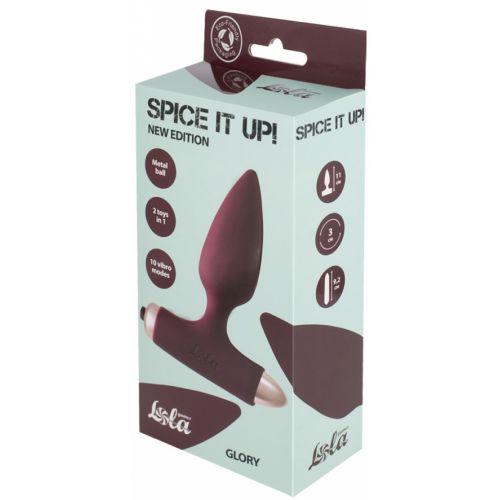Анальная пробка с вибрацией Spice It Up New Edition Glory бордовая