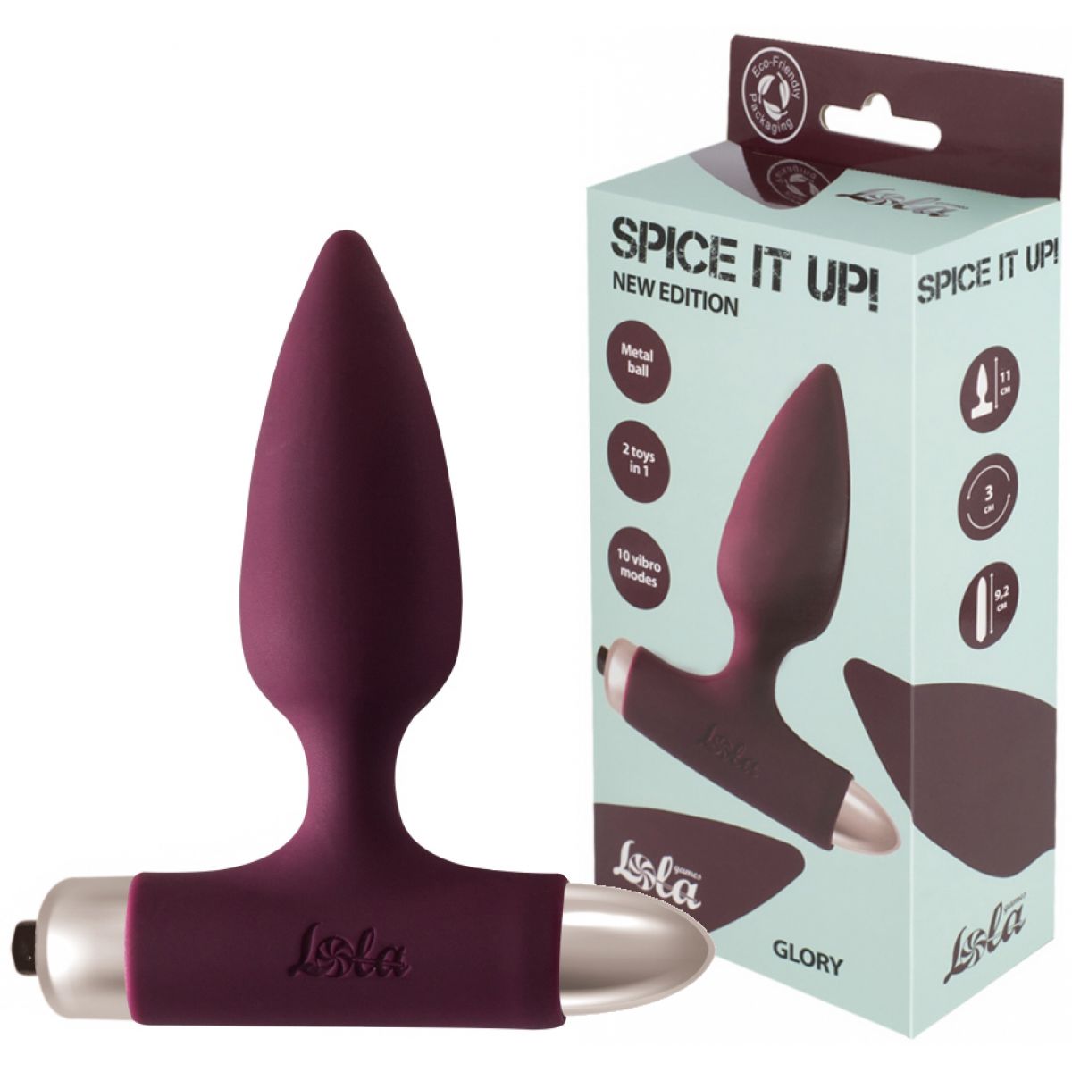 Анальная пробка с вибрацией Spice It Up New Edition Glory бордовая