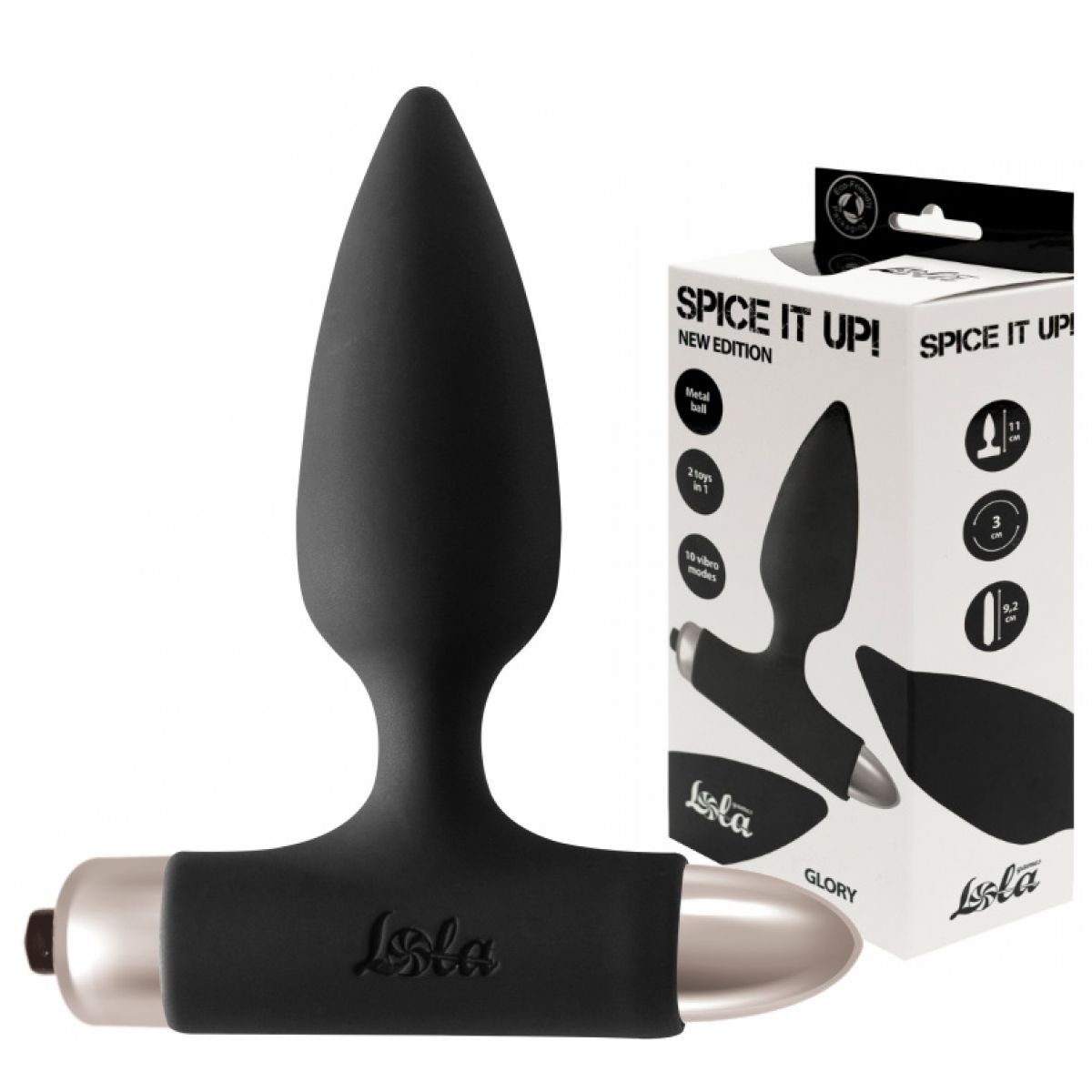 Анальная пробка с вибрацией Spice It Up New Edition Glory черная