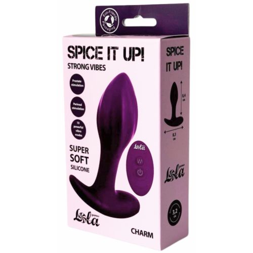 Перезаряжаемая анальная пробка Spice It Up Charm с пультом ДУ