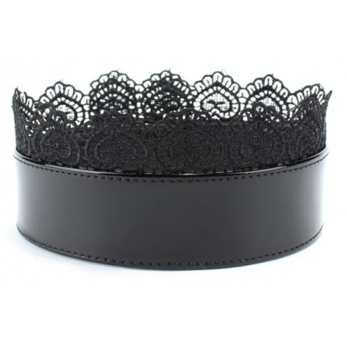 Ошейник черный лак с кружевом