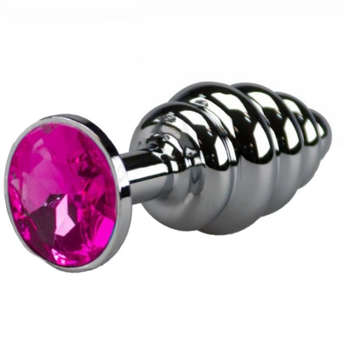 Анальная пробка Silver Small Plug рифленая рубиновая