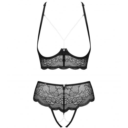 Откровенный эротический комплект с белыми жемчужинами Pearlove XS/S