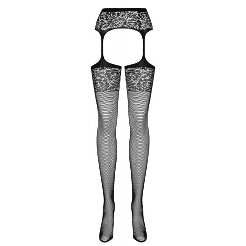 Черные чулки в сеточку с поясом S/L