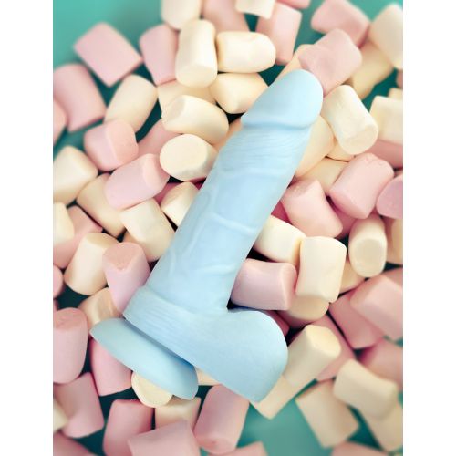 Голубой фаллос с мошонкой из жидкого силикона Toyfa Arthur 20 см