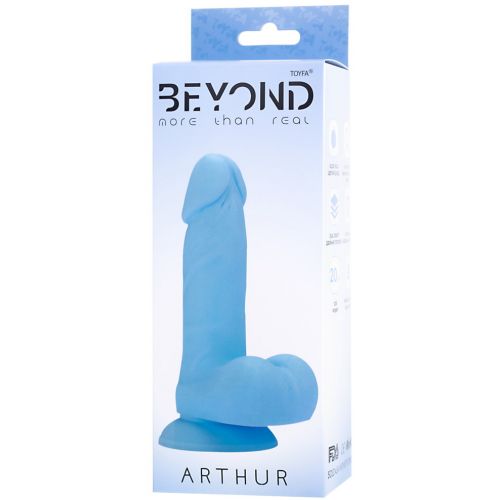 Голубой фаллос с мошонкой из жидкого силикона Toyfa Arthur 20 см