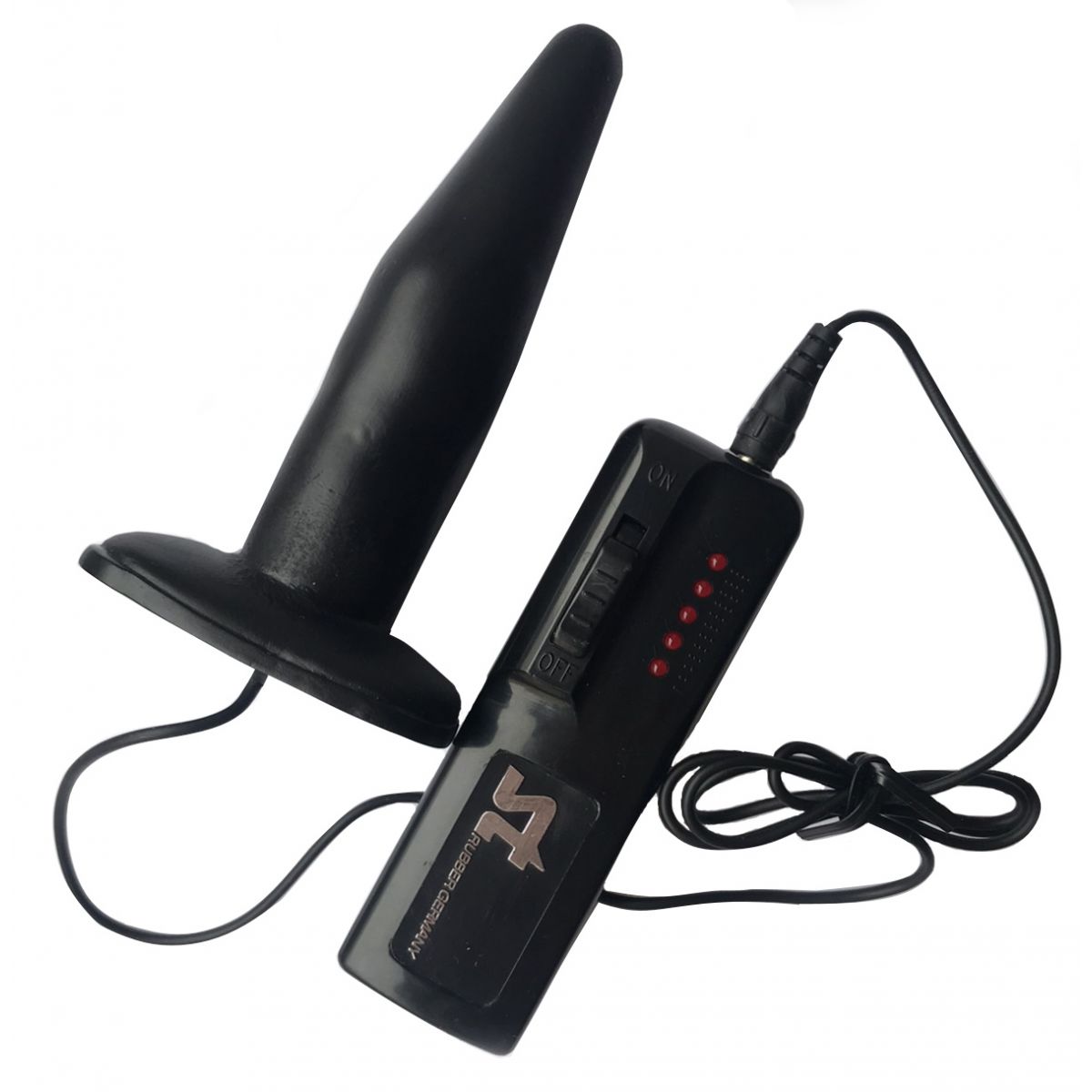 Черная силиконовая анальная пробка с вибрацией