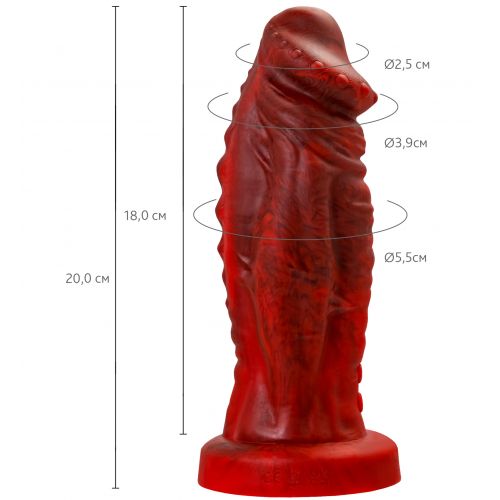 Искушающий фантазийный вибратор из жидкого силикона Black and Red by Toyfa Monster Saur 20 см