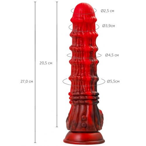 Искушающий фантазийный вибратор из жидкого силикона Black and Red by Toyfa Monster Tops 27 см