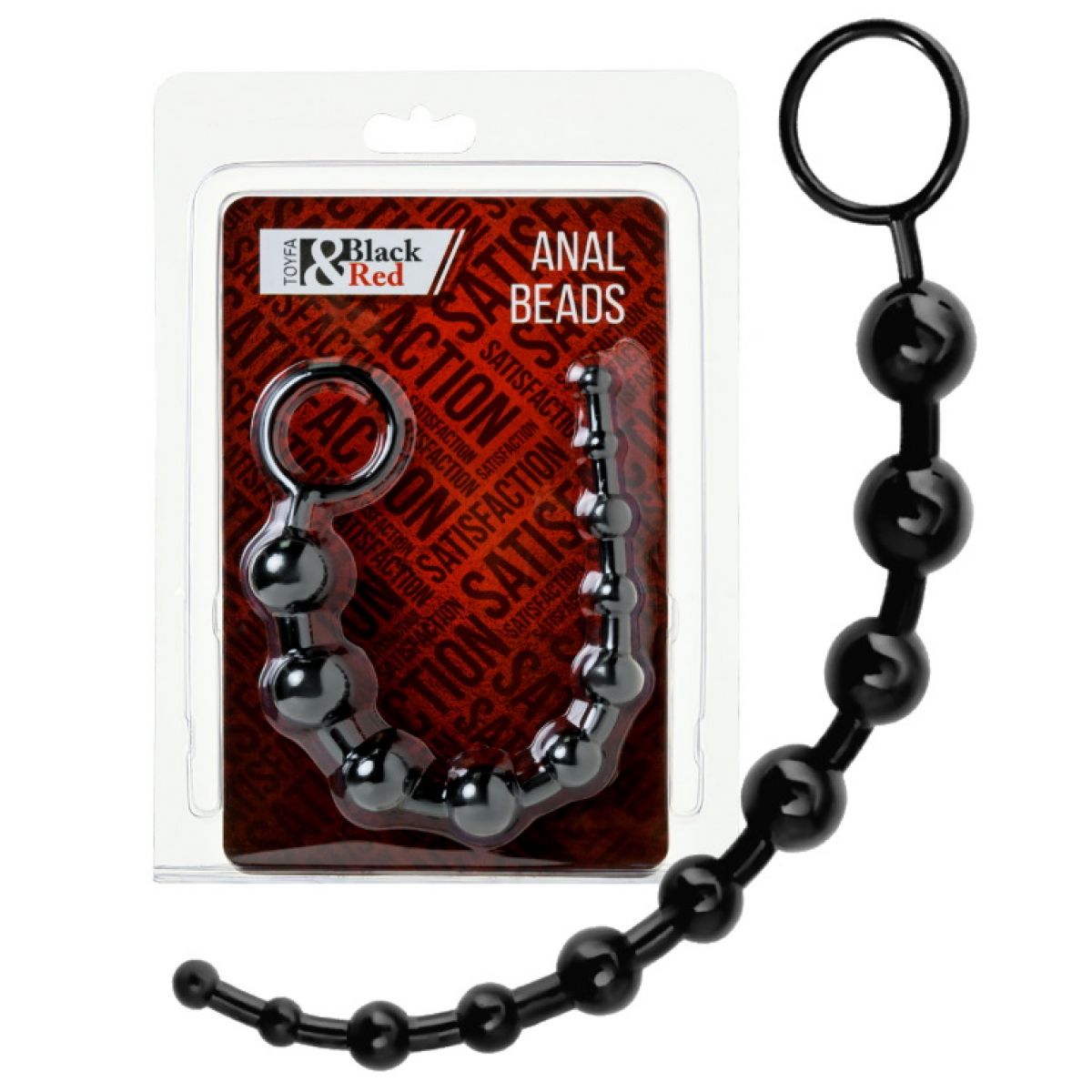 Длинная анальная цепочка черного цвета ToyFa 31 см