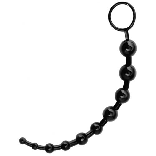 Длинная анальная цепочка черного цвета ToyFa 31 см