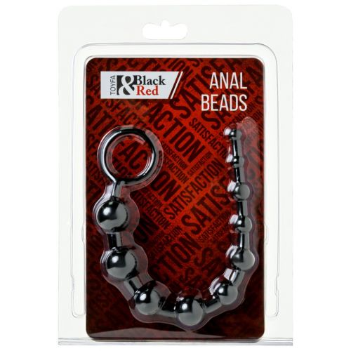 Длинная анальная цепочка черного цвета ToyFa 31 см