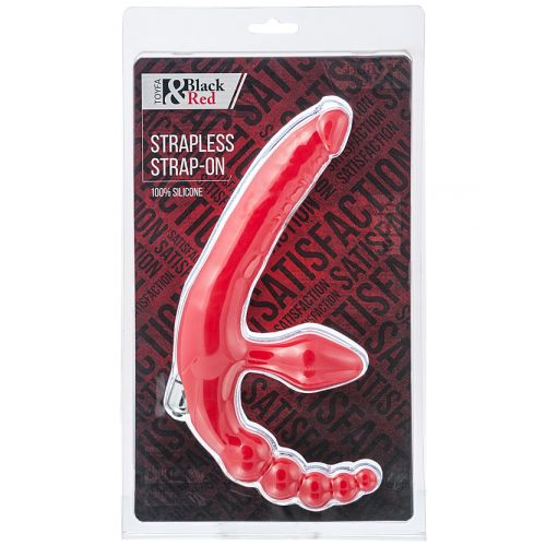 Безремневой вибрострапон Black and Red by Toyfa с анальным стимулятором красный