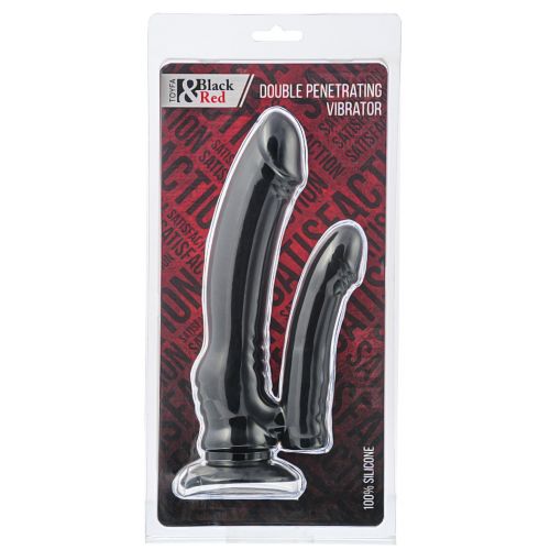 Двойной черный вибратор с присоской Toyfa 19 см