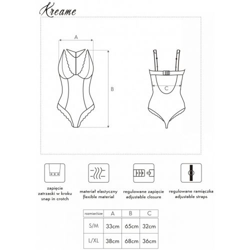 Розовое полупрозрачное боди в горошек Kreame L/XL