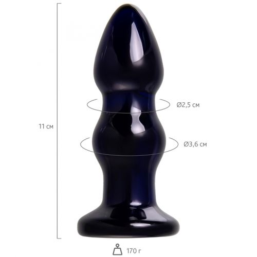 Анальная вибровтулка из стекла Sexus Glass синяя 11 см