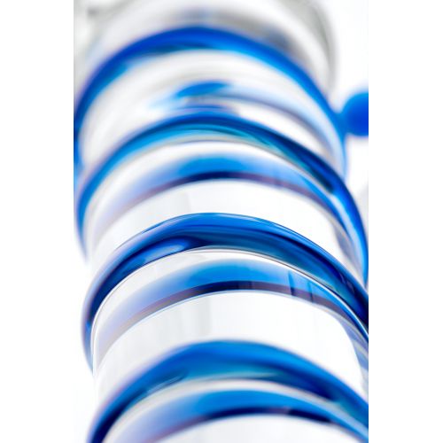 Двусторонний стеклянный фаллоимитатор с массажным рельефом