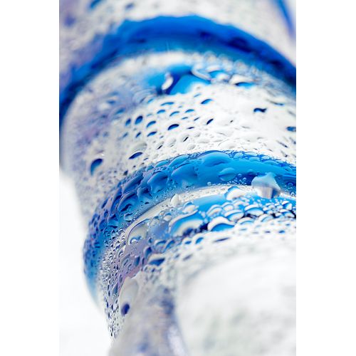 Двусторонний стеклянный фаллоимитатор с массажным рельефом