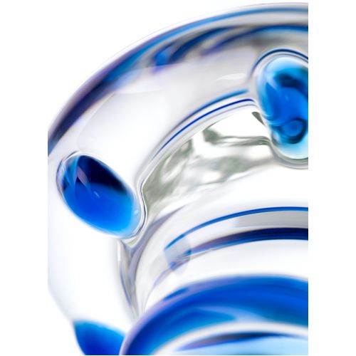 Двусторонний стеклянный фаллоимитатор с массажным рельефом