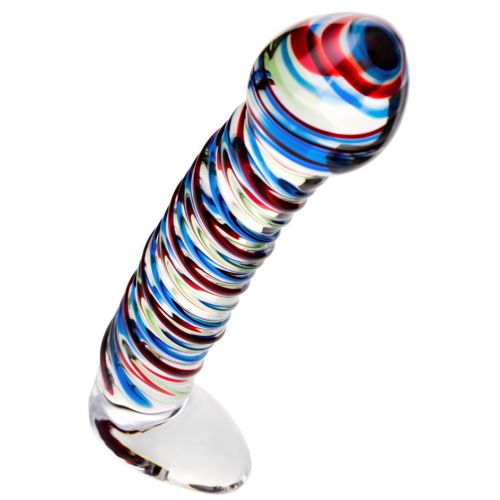 Ребристый фаллос из стекла Sexus Glass 17 см