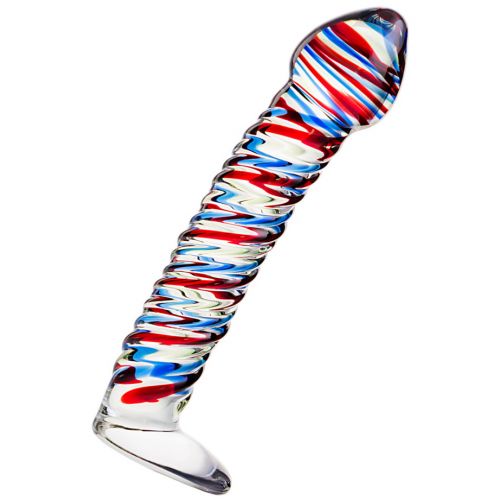 Ребристый фаллос из стекла Sexus Glass 17 см