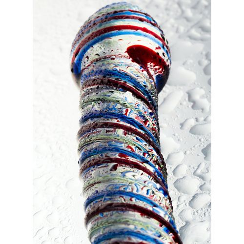 Ребристый фаллос из стекла Sexus Glass 17 см