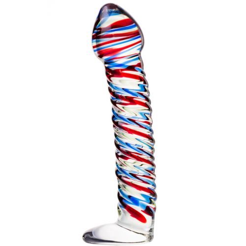 Ребристый фаллос из стекла Sexus Glass 17 см