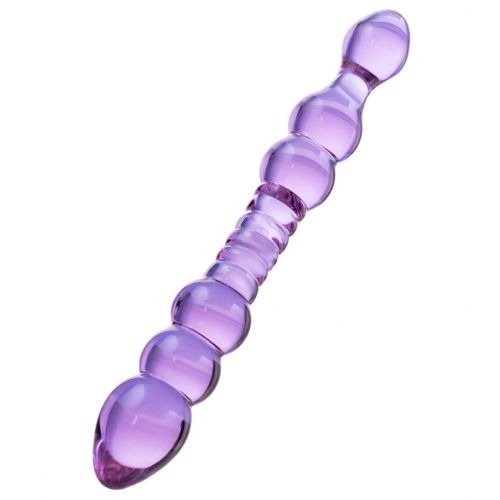 Стеклянный двусторонний фаллоимитатор Sexus Glass, фиолетовый