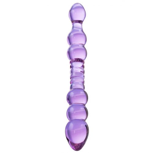 Стеклянный двусторонний фаллоимитатор Sexus Glass, фиолетовый