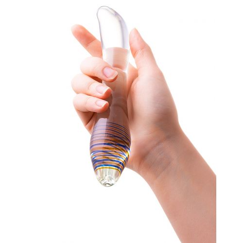 Двусторонний прозрачный фаллос из стекла Sexus Glass 22 см