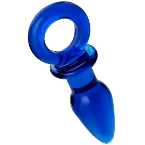 Синяя анальная втулка из стекла Sexus Glass