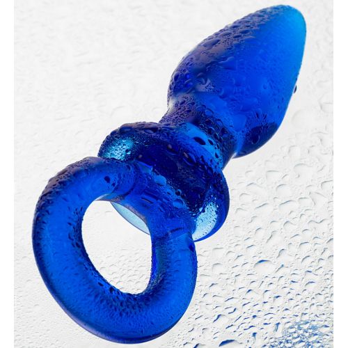 Синяя анальная втулка из стекла Sexus Glass