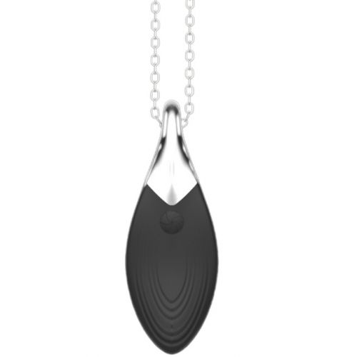 Кулон-вибростимулятор на серебряной цепочке Liberty Leaf Black