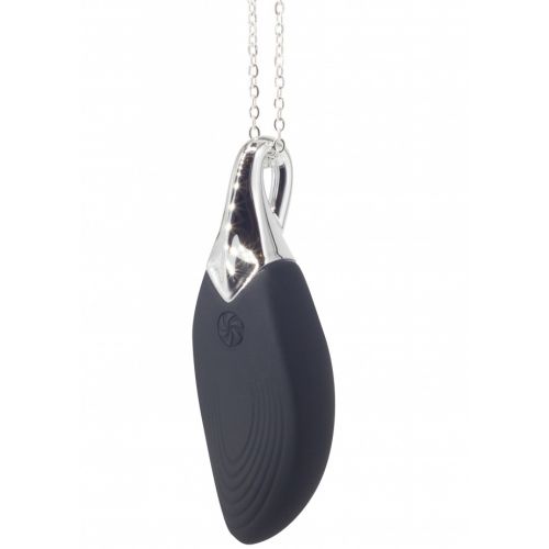 Кулон-вибростимулятор на серебряной цепочке Liberty Leaf Black