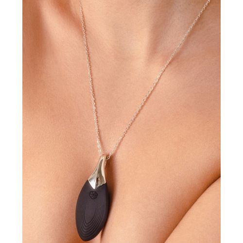 Кулон-вибростимулятор на серебряной цепочке Liberty Leaf Black