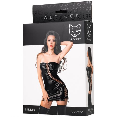 Мини-платье на шнуровке Glossy Lillie из материала Wetlook M