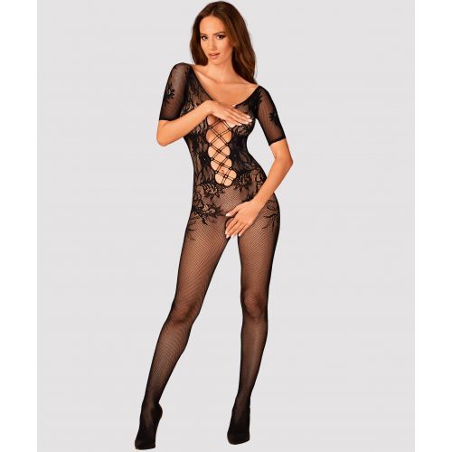 Кэтсьюит в сеточку с цветочным кружевом и открытым доступом S/L