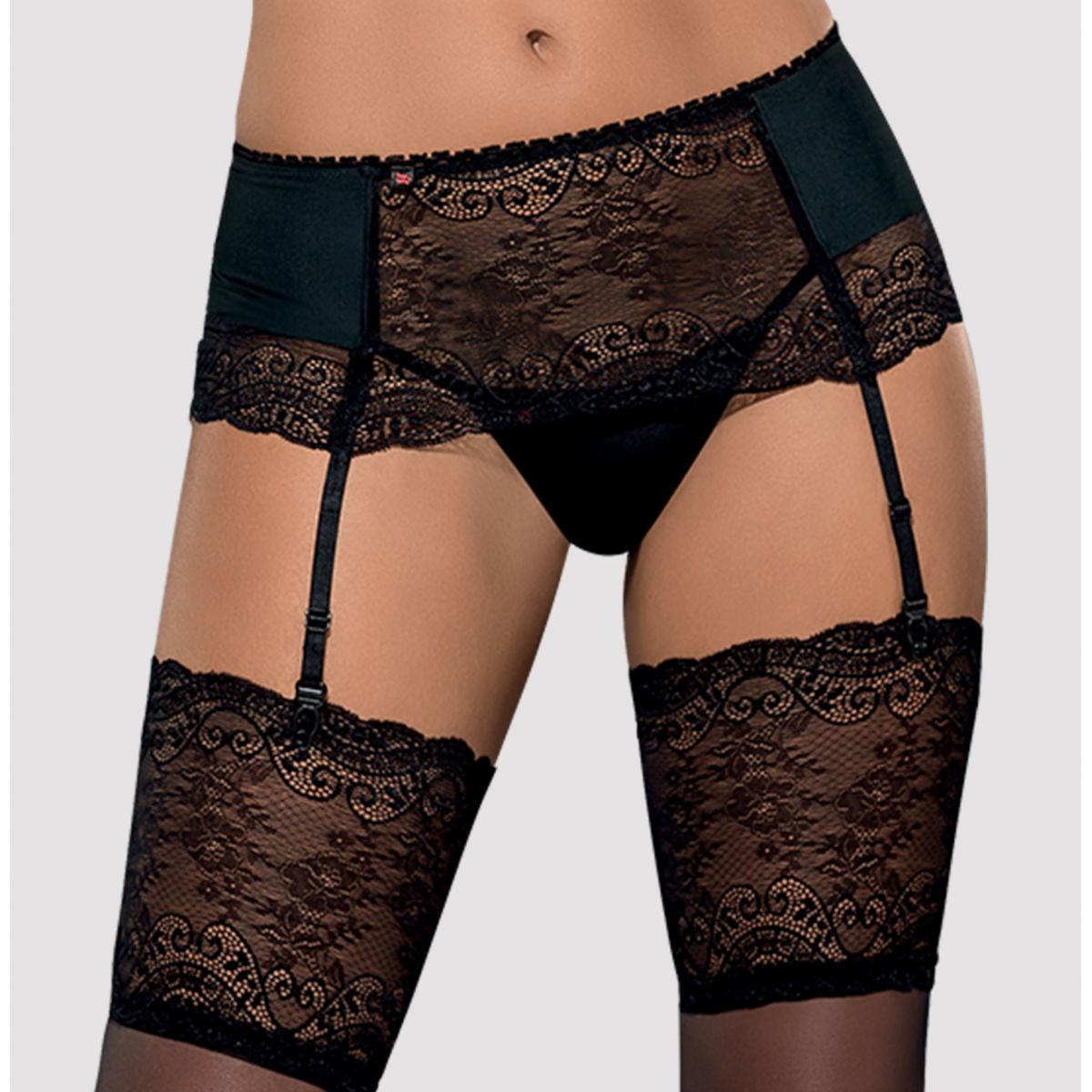 Кружевной пояс для чулок с трусиками Miamor L/XL