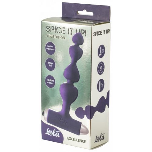 Анальная цепочка с вибрацией Spice It Up New Edition Excellence фиолетовая