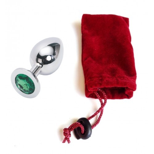 Большая анальная пробка Anal Jewelry Plug Silver Green L